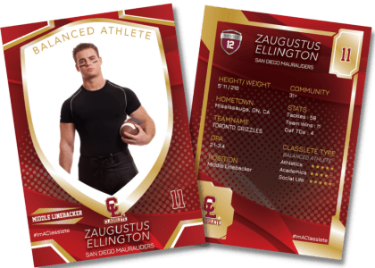 Primetime Classlete Sports Card Front Back Male Football Player