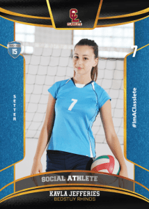 Royalty Light Blue Classlete Sports Card Front Female Volleyball Player