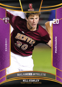 Royalty Purple Classlete Sports Card Front White Male Soccer Player