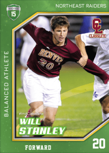 Celebrity Light Green Classlete Sports Card Front Male White Soccer Player