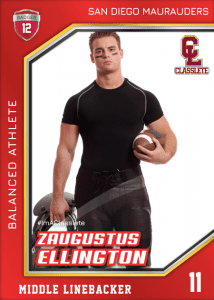 Celebrity Light Red Classlete Sports Card Front Male Football Player