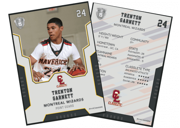 Edgy Silver Classlete Sports Card Front Back Male Black Basketball Player