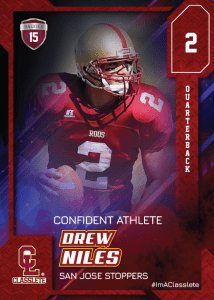 Flow Dark Red Classlete Sports Card Front Male Football Quarterback