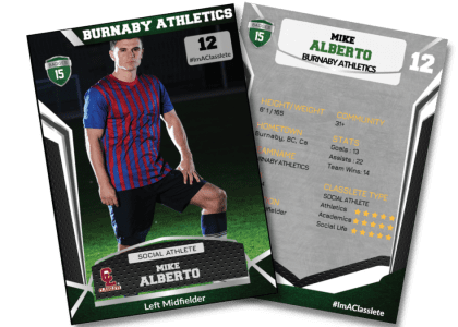 Jersey Dark Green Classlete Sports Card Front Back Male Soccer Player