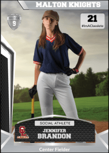 Jersey Silver Classlete Sports Card Front Female Baseball Player