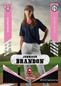 Revolt Pink Classlete Sports Card Front Female Baseball Player