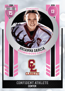 Spotlight Pink Classlete Sports Card Front Female Hockey Player